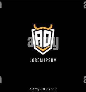 Initial AO geometric shield esport logo monogram design style vector graphic Stock Vector