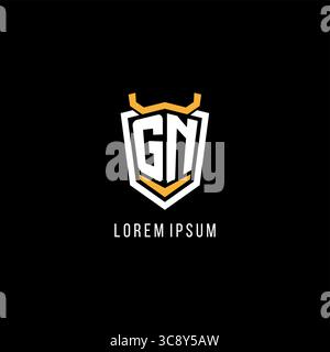 Initial GN geometric shield esport logo monogram design style vector graphic Stock Vector
