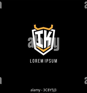 Initial IK geometric shield esport logo monogram design style vector graphic Stock Vector