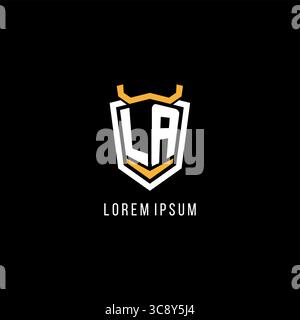 Initial LA geometric shield esport logo monogram design style vector graphic Stock Vector