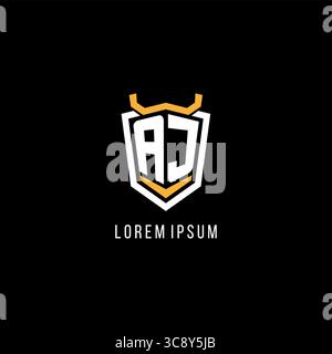 Initial AJ geometric shield esport logo monogram design style vector graphic Stock Vector