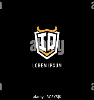 Initial IQ geometric shield esport logo monogram design style vector graphic Stock Vector