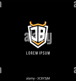 Initial JB geometric shield esport logo monogram design style vector graphic Stock Vector