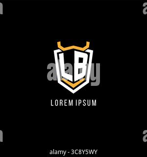 Initial LB geometric shield esport logo monogram design style vector graphic Stock Vector