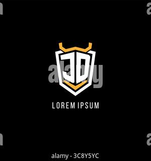 Initial JD geometric shield esport logo monogram design style vector graphic Stock Vector