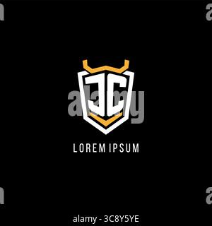 Initial JC geometric shield esport logo monogram design style vector graphic Stock Vector