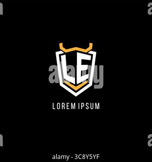 Initial LE geometric shield esport logo monogram design style vector graphic Stock Vector