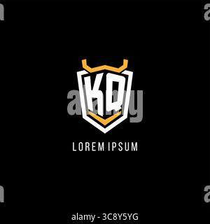 Initial KQ geometric shield esport logo monogram design style vector graphic Stock Vector