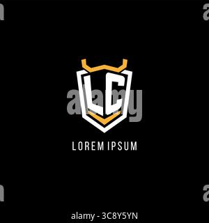 Initial LC geometric shield esport logo monogram design style vector graphic Stock Vector