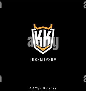 Initial KK geometric shield esport logo monogram design style vector graphic Stock Vector