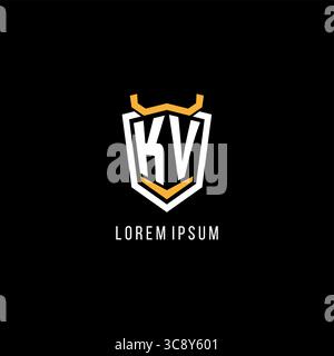 Initial KV geometric shield esport logo monogram design style vector graphic Stock Vector