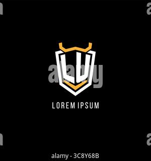 Initial LU geometric shield esport logo monogram design style vector graphic Stock Vector