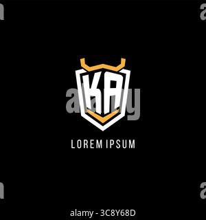 Initial KA geometric shield esport logo monogram design style vector graphic Stock Vector