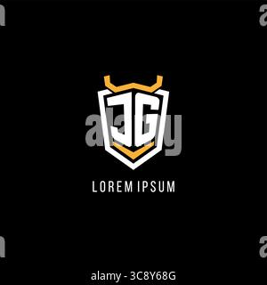 Initial JG geometric shield esport logo monogram design style vector graphic Stock Vector