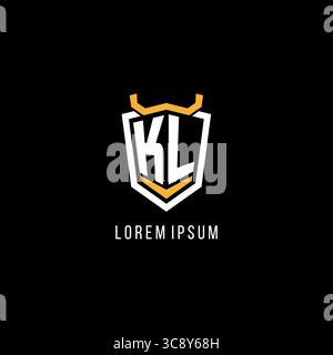 Initial KL geometric shield esport logo monogram design style vector graphic Stock Vector
