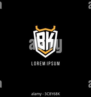 Initial BK geometric shield esport logo monogram design style vector graphic Stock Vector