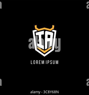Initial IA geometric shield esport logo monogram design style vector graphic Stock Vector