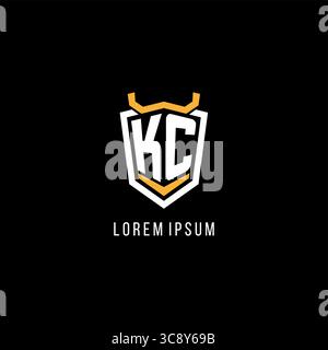 Initial KC geometric shield esport logo monogram design style vector graphic Stock Vector