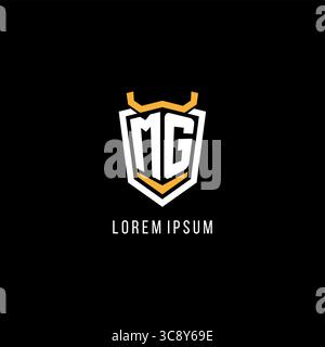 Initial MG geometric shield esport logo monogram design style vector graphic Stock Vector