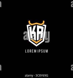 Initial KR geometric shield esport logo monogram design style vector graphic Stock Vector