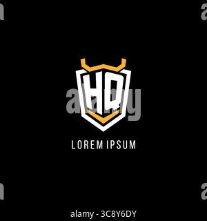 Initial HQ geometric shield esport logo monogram design style vector graphic Stock Vector