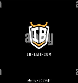 Initial IB geometric shield esport logo monogram design style vector graphic Stock Vector