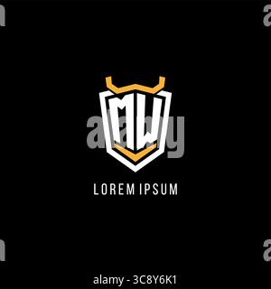 Initial MW geometric shield esport logo monogram design style vector graphic Stock Vector