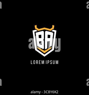 Initial BA geometric shield esport logo monogram design style vector graphic Stock Vector