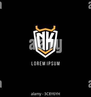 Initial NK geometric shield esport logo monogram design style vector graphic Stock Vector