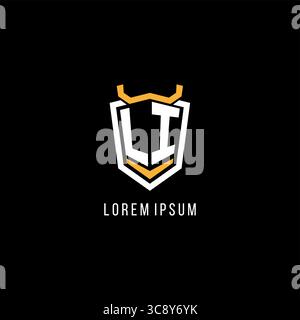 Initial LI geometric shield esport logo monogram design style vector graphic Stock Vector
