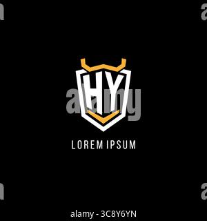 Initial HY geometric shield esport logo monogram design style vector graphic Stock Vector