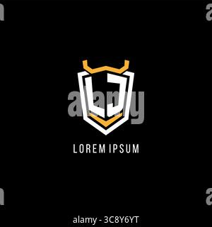 Initial LJ geometric shield esport logo monogram design style vector graphic Stock Vector