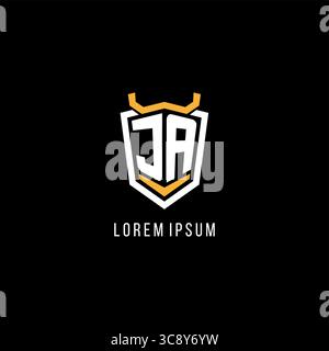 Initial JA geometric shield esport logo monogram design style vector graphic Stock Vector