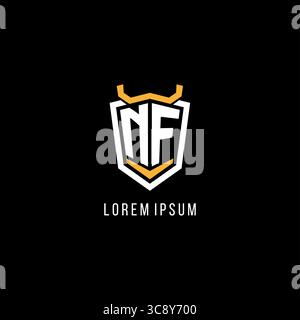 Initial NF geometric shield esport logo monogram design style vector graphic Stock Vector