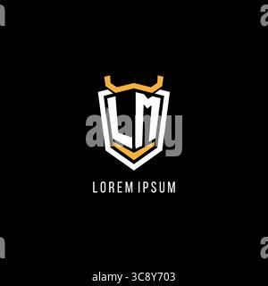 Initial LM geometric shield esport logo monogram design style vector graphic Stock Vector