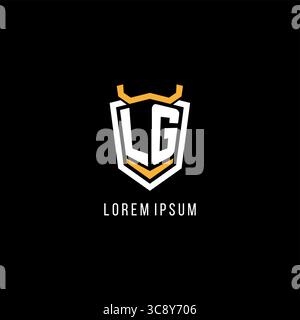 Initial LG geometric shield esport logo monogram design style vector graphic Stock Vector