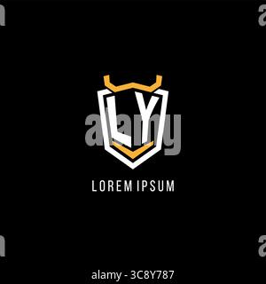 Initial LY geometric shield esport logo monogram design style vector graphic Stock Vector