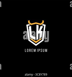 Initial LK geometric shield esport logo monogram design style vector graphic Stock Vector