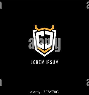 Initial CJ geometric shield esport logo monogram design style vector graphic Stock Vector