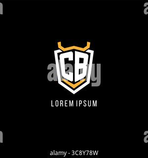 Initial CB geometric shield esport logo monogram design style vector graphic Stock Vector