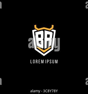 Initial BR geometric shield esport logo monogram design style vector graphic Stock Vector