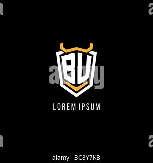 Initial BU geometric shield esport logo monogram design style vector graphic Stock Vector