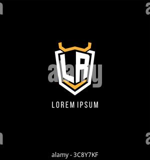 Initial LR geometric shield esport logo monogram design style vector graphic Stock Vector