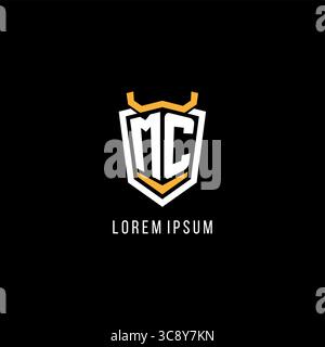Initial MC geometric shield esport logo monogram design style vector graphic Stock Vector