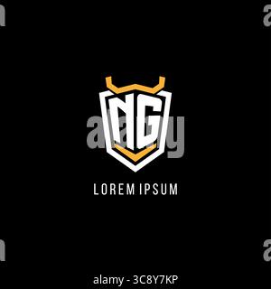 Initial NG geometric shield esport logo monogram design style vector graphic Stock Vector