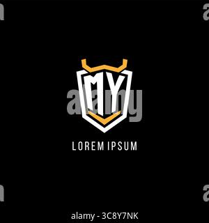 Initial MY geometric shield esport logo monogram design style vector graphic Stock Vector