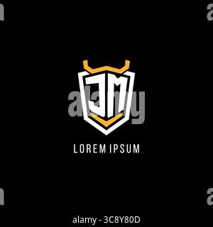 Initial JM geometric shield esport logo monogram design style vector graphic Stock Vector