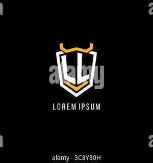 Initial LL geometric shield esport logo monogram design style vector graphic Stock Vector