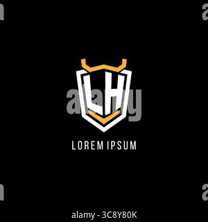 Initial LH geometric shield esport logo monogram design style vector graphic Stock Vector