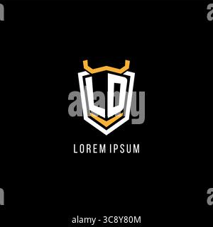 Initial LD geometric shield esport logo monogram design style vector graphic Stock Vector
